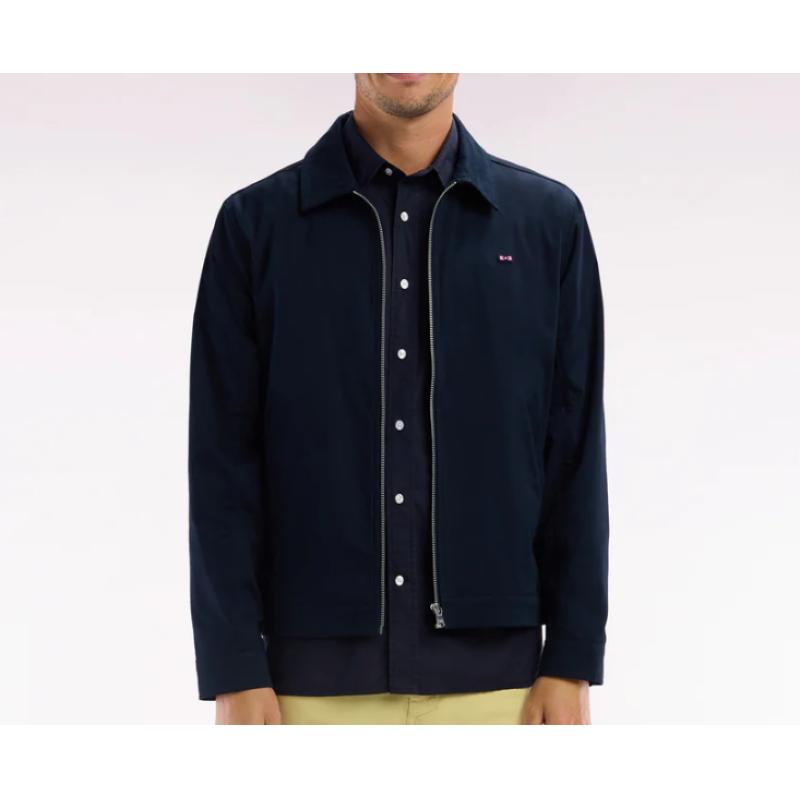 Blouson zippé déperlent en coton stretch marine