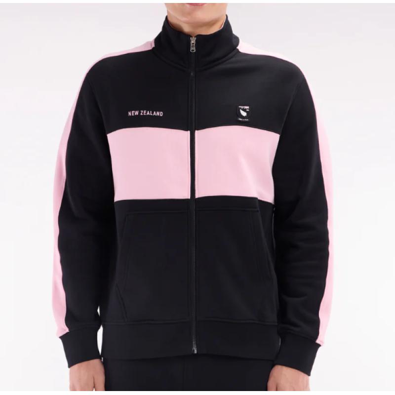 Sweatshirt New Zealand en molleton coton noir et rose coupe décontractée