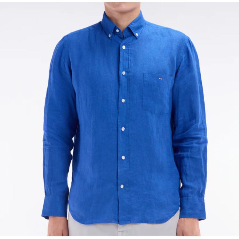 Chemise en lin unie coupe droite