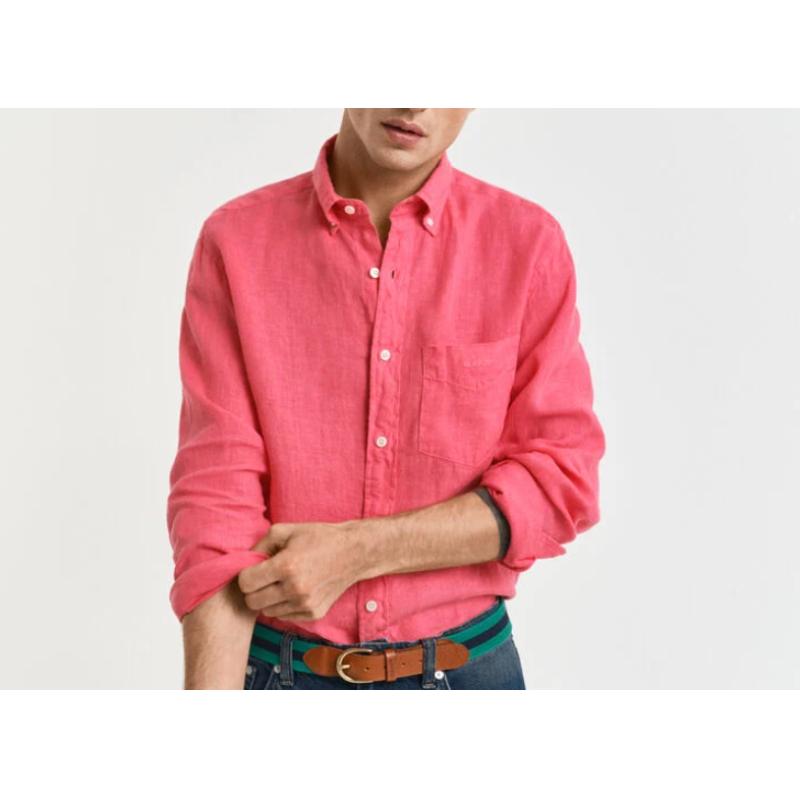 Chemise coupe regular en lin teint en pièce
