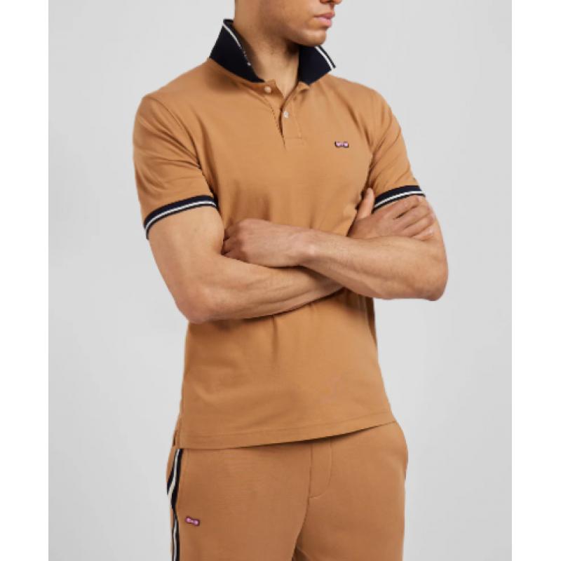 EDEN PARK - Polo manches courtes en coton stretch col jacquard coupe Slim EDEN PARK - Polo manches courtes en coton stretch col jacquard coupe Slim