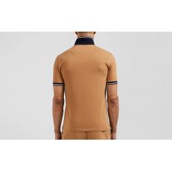 EDEN PARK - Polo manches courtes en coton stretch col jacquard coupe Slim