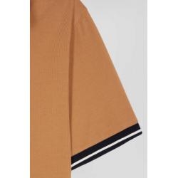 EDEN PARK - Polo manches courtes en coton stretch col jacquard coupe Slim