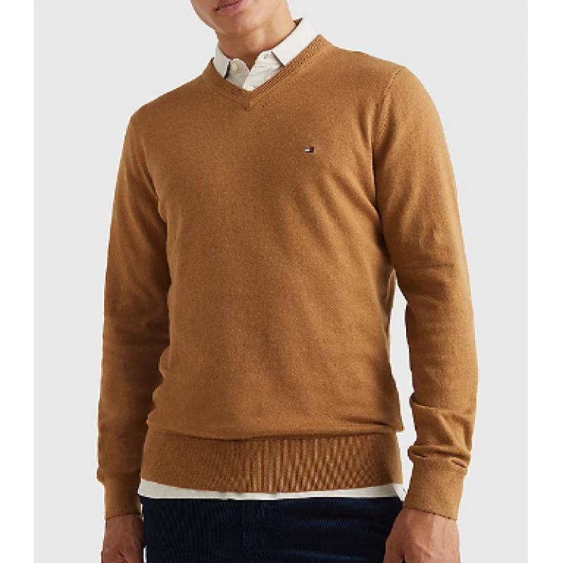 TOMMY HILFIGER - PULL EN COTON ET CACHEMIRE À COL EN V