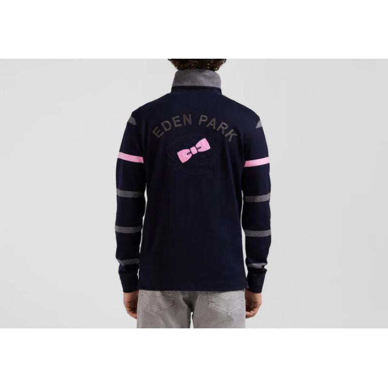 EDEN PARK - Maillot manches longues en coton cerclé broderie dos coupe Regular