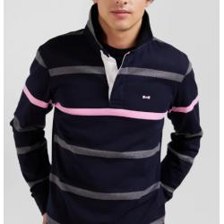 EDEN PARK - Maillot manches longues en coton cerclé broderie dos coupe Regular
