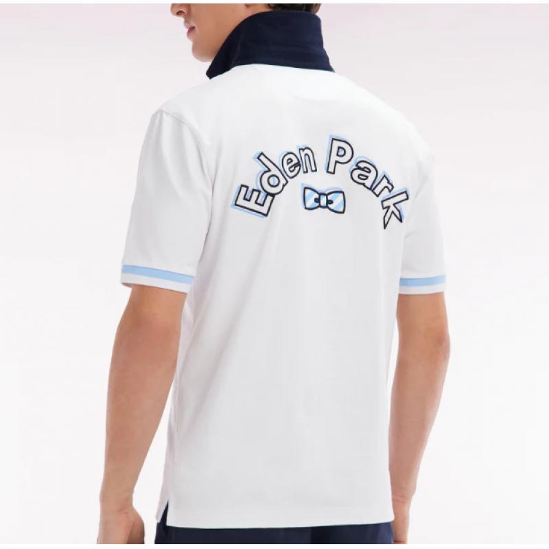 Maillot à manches courtes en coton broderie dos Eden Park coupe droite