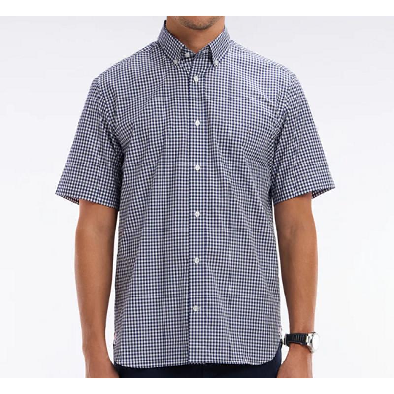 Chemise à manches courtes vichy en coton coupe droite