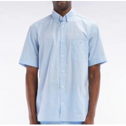 Chemise à manches courtes vichy en coton coupe droite