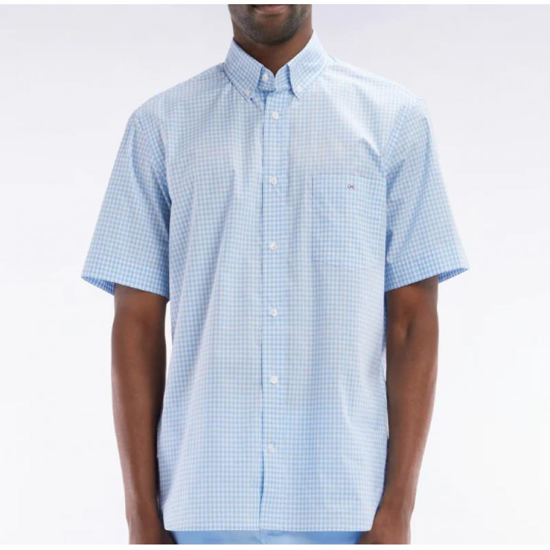 Chemise à manches courtes vichy en coton coupe droite