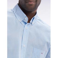 Chemise à manches courtes vichy en coton coupe droite