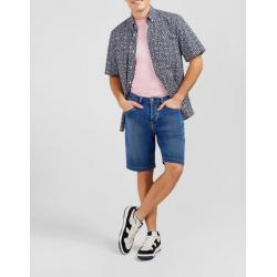 EDEN PARK - Bermuda bleu foncé en jean effet délavé