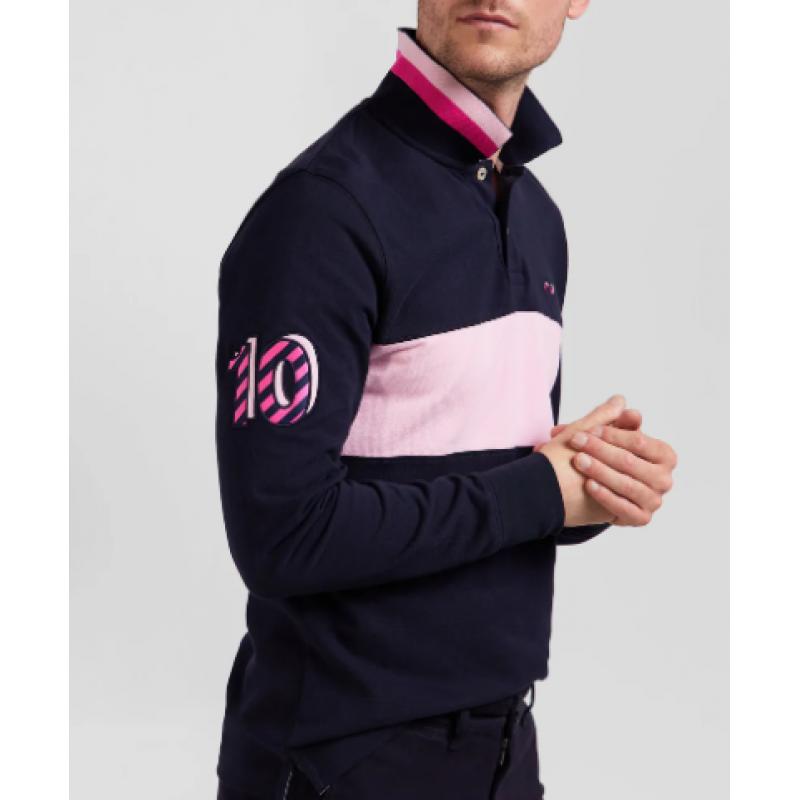 EDEN PARK - Polo manches longues en piqué coton broderie 10 manche coupe Regular