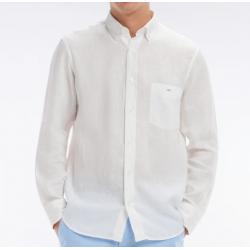 Chemise en lin unie coupe droite