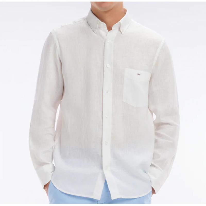 Chemise en lin unie coupe droite