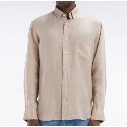 Chemise en lin unie coupe droite