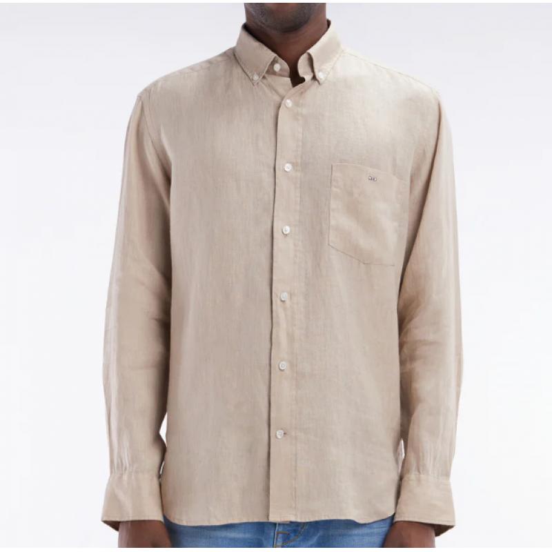 Chemise en lin unie coupe droite