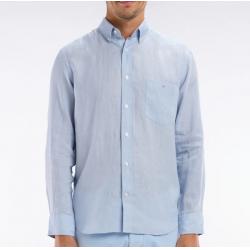 Chemise en lin unie coupe droite