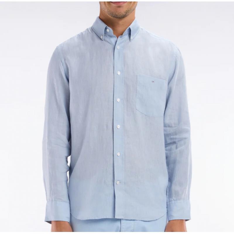 Chemise en lin unie coupe droite