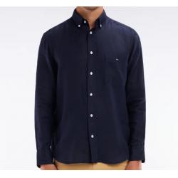 Chemise en lin unie coupe droite