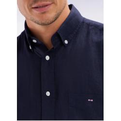 Chemise en lin unie coupe droite