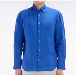 Chemise en lin unie coupe droite