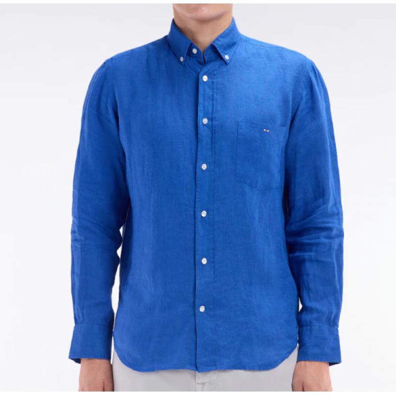 Chemise en lin unie coupe droite