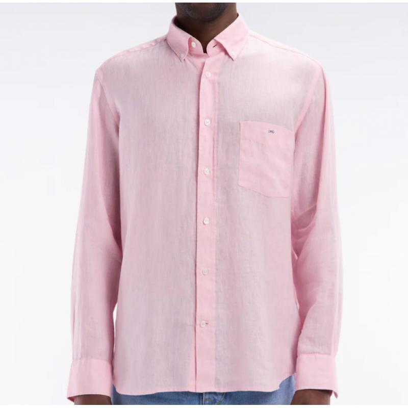 Chemise en lin unie coupe droite