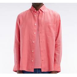 Chemise en lin unie coupe droite