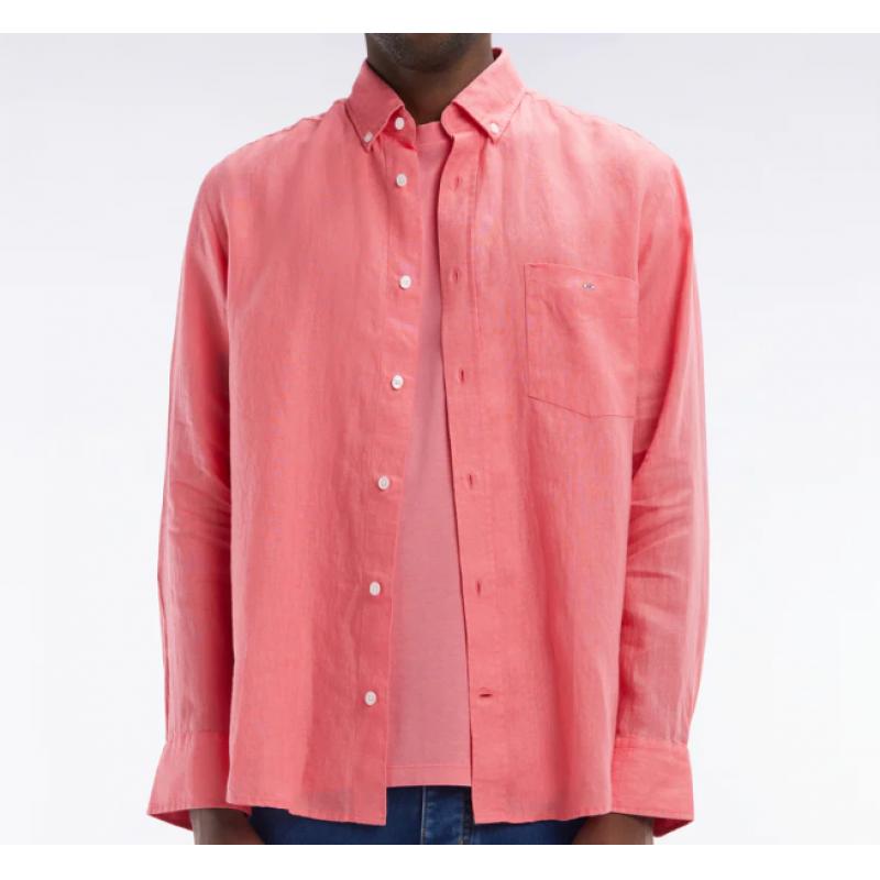Chemise en lin unie coupe droite