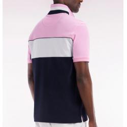 Polo à manches courtes en coton tricolore dessous de col rayé coupe droite