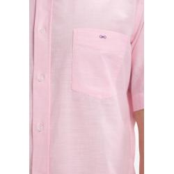 Chemise à manches courtes en coton texturé coupe droite
