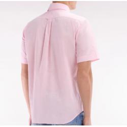 Chemise à manches courtes en coton texturé coupe droite