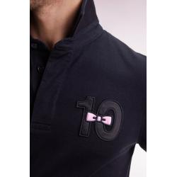 Maillot à manches longues en jersey de coton épais noir brodé coupe droite