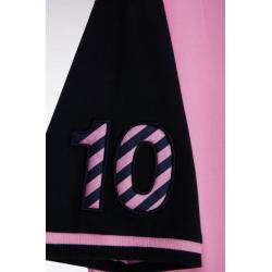 Polo bicolore à manches courtes en coton rose broderie 10