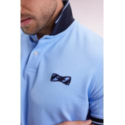 Polo à manches courtes en coton ciel broderie cerclée