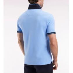 Polo à manches courtes en coton ciel broderie cerclée