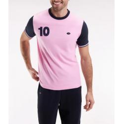 T-shirt à manches courtes en coton bicolore rose