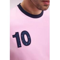 T-shirt à manches courtes en coton bicolore rose