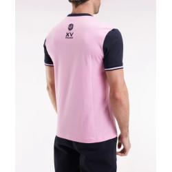 T-shirt à manches courtes en coton bicolore rose