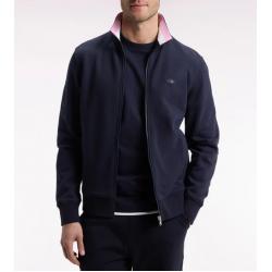 Sweatshirt zippé en coton marine broderie 10 coupe droite