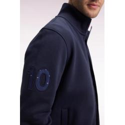 Sweatshirt zippé en coton marine broderie 10 coupe droite