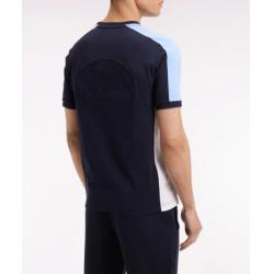 T-shirt à manches courtes en coton marine découpes colorées