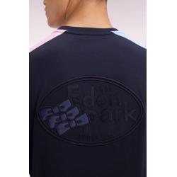 T-shirt à manches courtes en coton marine découpes colorées