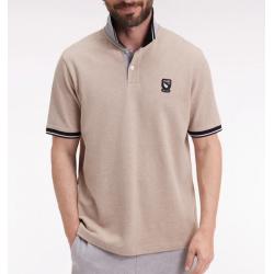 Polo manches courtes Nouvelle Zélande en piqué coton beige coupe ample