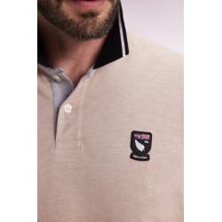 Polo manches courtes Nouvelle Zélande en piqué coton beige coupe ample