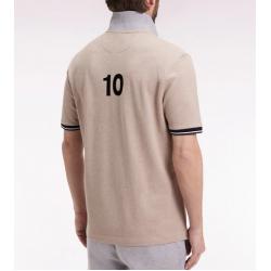 Polo manches courtes Nouvelle Zélande en piqué coton beige coupe ample