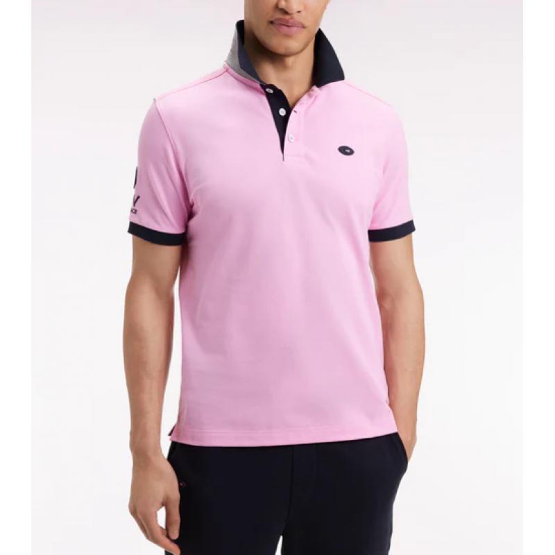 Polo XV de France manches courtes en coton rose coupe droite