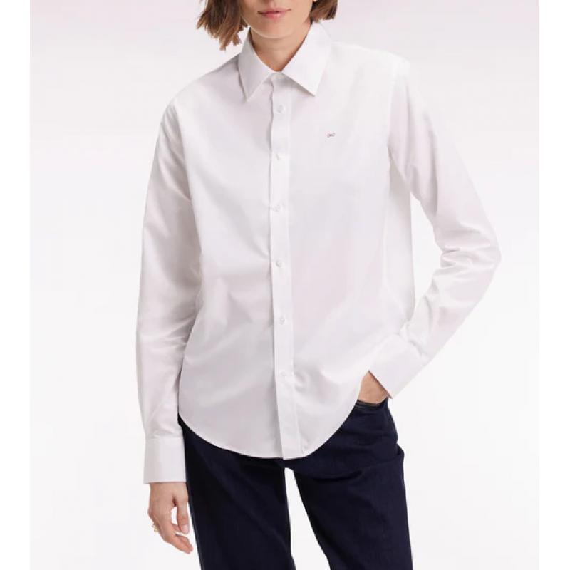 Chemise en popeline de coton blanc coupe slim
