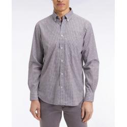 Chemise à micromotifs en coton marron coupe droite